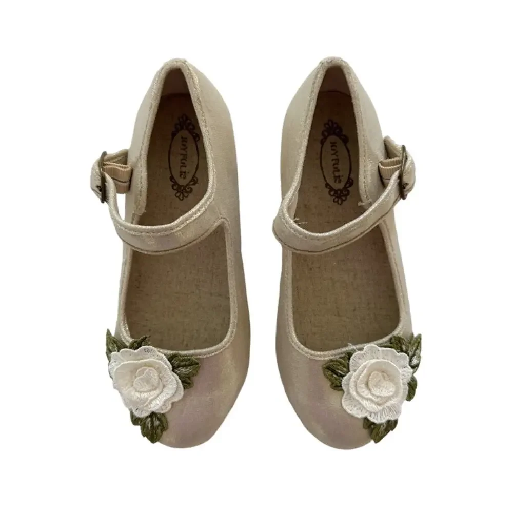 NWOT Joyfolie Gold Flower Lola Mary Jane Flats Size 13